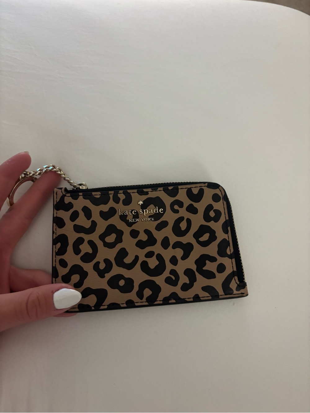kate spade Leopard Print Zip Card Case - Tan & Black